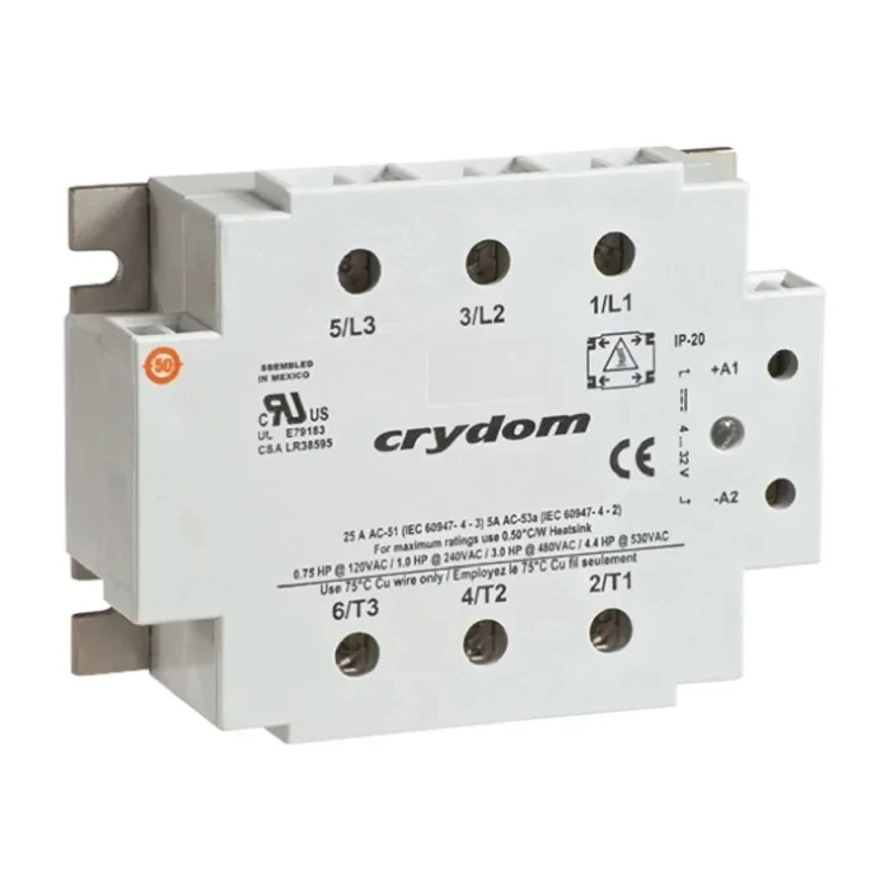 Crydom 53TP Series Solid State Relay Panel Mount 25A Load 530 V ac Load 32V dc Control D53TP25C-10