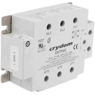Crydom 53TP Series Solid State Relay, 50A Load Current, 530V AC Load, 32V DC Control, Panel Mount D53TP50C