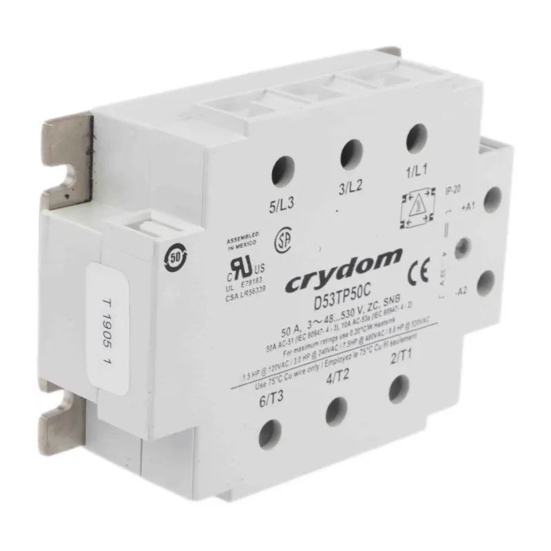 Crydom 53TP Series Solid State Relay, 50A Load Current, 530V AC Load, 32V DC Control, Panel Mount D53TP50C