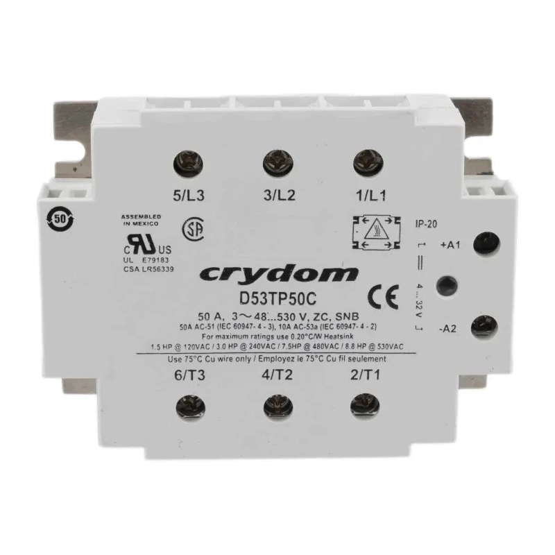 Crydom 53TP Series Solid State Relay, 50A Load Current, 530V AC Load, 32V DC Control, Panel Mount D53TP50C