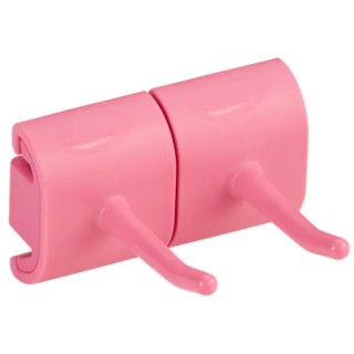 Vikan Mop Holder Polypropylene Pink Hygienic Wall Bracket Double Hook Module 10141