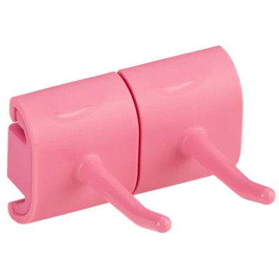 Vikan Mop Holder Polypropylene Pink Hygienic Wall Bracket Double Hook Module 10141