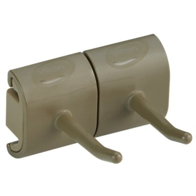 Vikan Mop Holder Hygienic Wall Bracket Double Hook Polypropylene Brown 101466