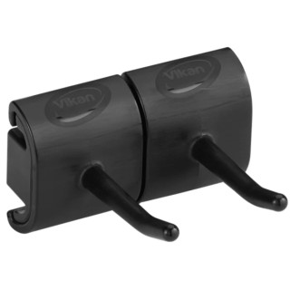 Vikan Mop Holder Black Polypropylene Hygienic Wall Bracket Double Hook 10149