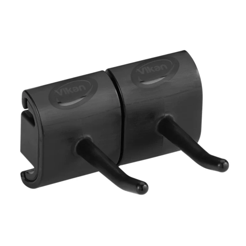 Vikan Mop Holder Black Polypropylene Hygienic Wall Bracket Double Hook 10149