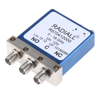 Radiall Through Hole High Frequency Relay 12V Coil 18 GHz Max Coil Frequency SPDT R570412000