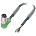 Phoenix Contact Sensor Actuator Cable Male 4 Way Right Angle to 4 Way Unterminated, Polyurethane Jacket, 3m Length 1668179