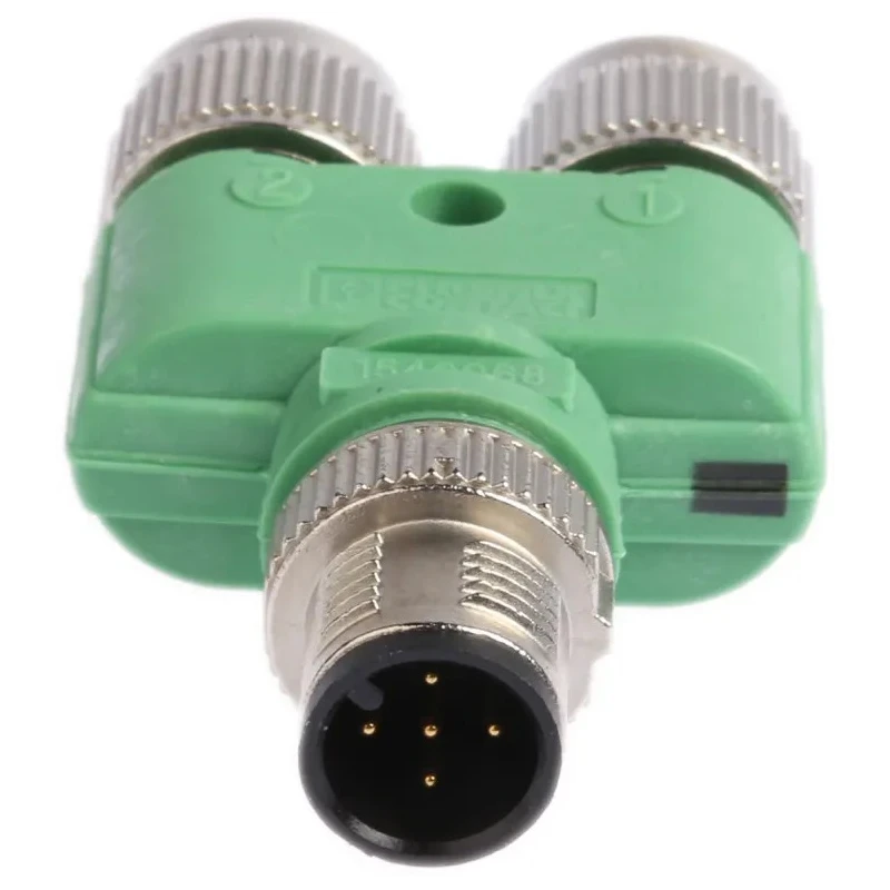 Phoenix Contact Straight Circular Connector Adapter, 5 M12 Male to 5 M12 Female, 4A, 60V, IP65/IP68/IP69K, Nickel 1546068