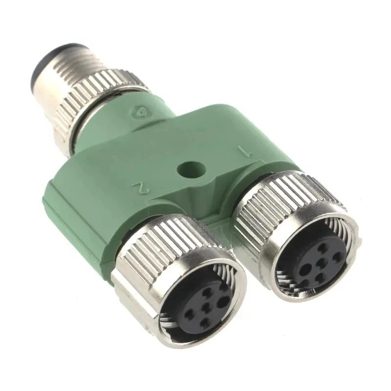 Phoenix Contact Circular Connector Adapter, Straight Orientation, 5 M12 Male to 2 M12 Female, 4A Current, 60V 1523971