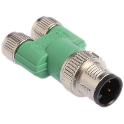 Phoenix Contact Straight Circular Connector Adapter 4A 60V M12 Male to 2x M8 Female SAC-3P-Y/2XM8FS SCO 1523984