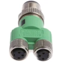 Phoenix Contact Straight Circular Connector Adapter 4A 60V M12 Male to 2x M8 Female SAC-3P-Y/2XM8FS SCO 1523984
