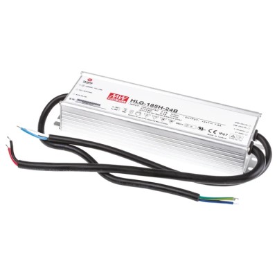 MEAN WELL IP67 1 Output LED Driver, Constant Current, 24V, 187.2W, 7.8A, 1 to 10 V PWM Resistance Dimming 