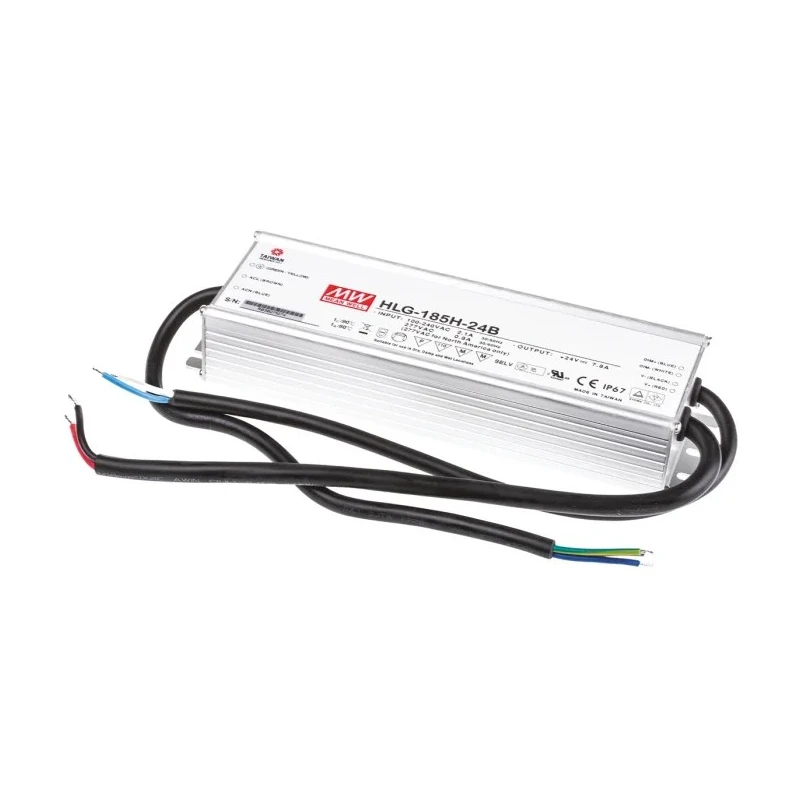 MEAN WELL IP67 1 Output LED Driver, Constant Current, 24V, 187.2W, 7.8A, 1 to 10 V PWM Resistance Dimming 
