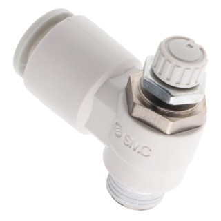 SMC AS Series Threaded R Inlet Connection Type Speed Controller Brass Electroless Nickel Plated 1 Mpa AS2201F-01-08S