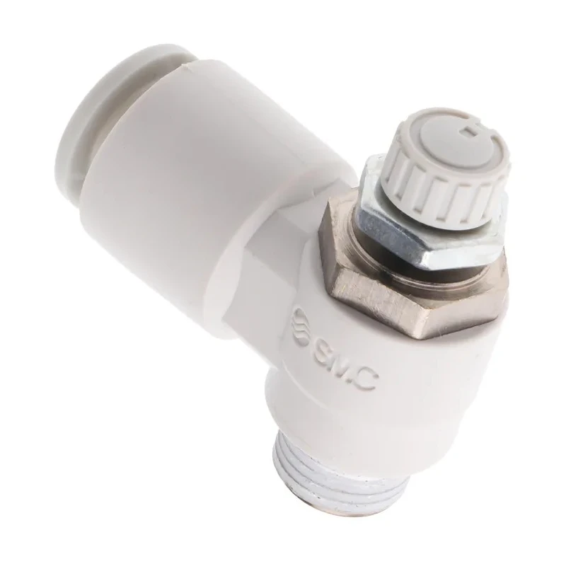 SMC AS Series Threaded R Inlet Connection Type Speed Controller Brass Electroless Nickel Plated 1 Mpa AS2201F-01-08S