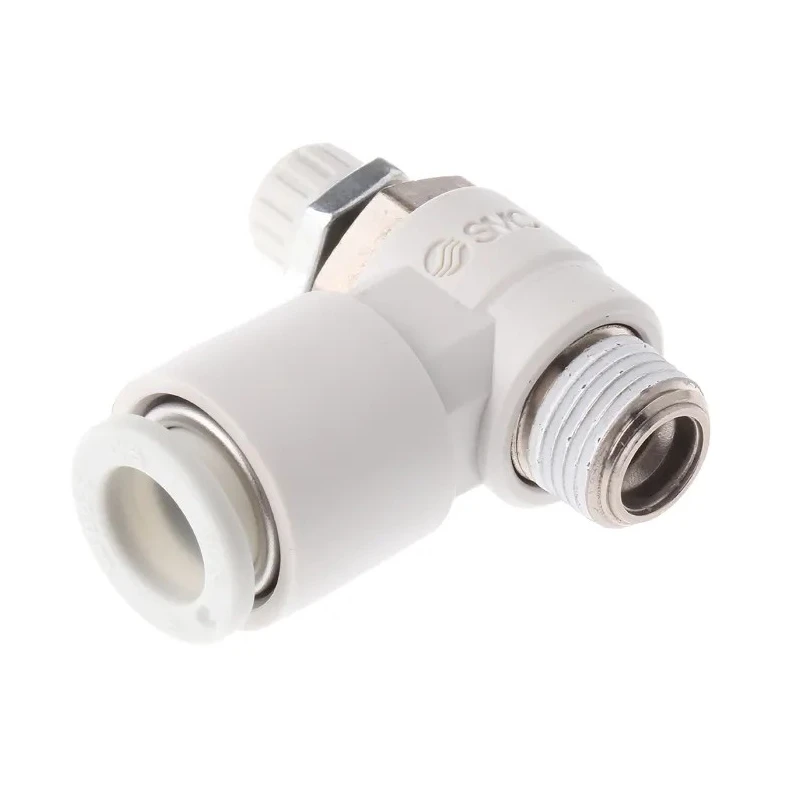 SMC AS Series Threaded R Inlet Connection Type Speed Controller Brass Electroless Nickel Plated 1 Mpa AS2201F-01-08S