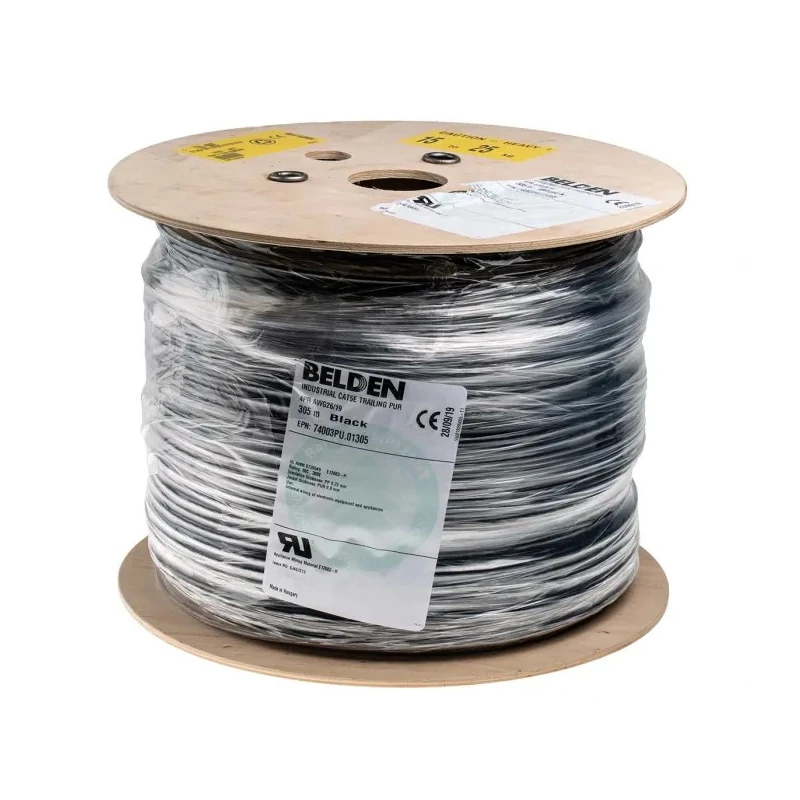 Belden Cat5e Screened Shielded Ethernet Cable 305 m Length Polyurethane Jacket Black 74003PU