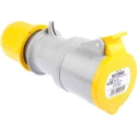 Scame Industrial Power Connector 32A 110V IP44 Yellow Cable Mount 2P+PE Optima IP44