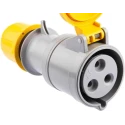Scame Industrial Power Connector 32A 110V IP44 Yellow Cable Mount 2P+PE Optima IP44