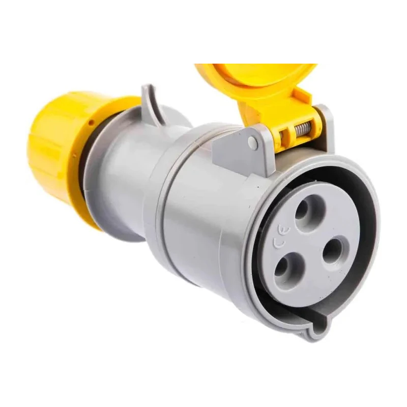 Scame Industrial Power Connector 32A 110V IP44 Yellow Cable Mount 2P+PE Optima IP44
