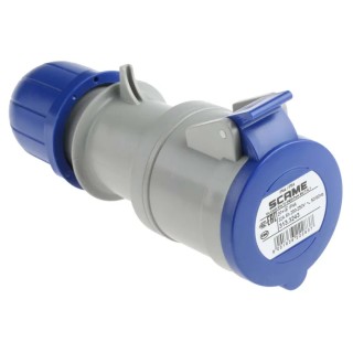 Scame Industrial Power Connector Rated At 32A, 230V, IP44 Blue Cable Mount IP44