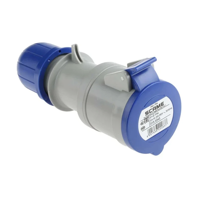 Scame Industrial Power Connector Rated At 32A, 230V, IP44 Blue Cable Mount IP44