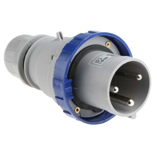 Scame IP67 Blue Cable Mount 2P+PE Straight Industrial Power Connector, 63A, 230V IP67
