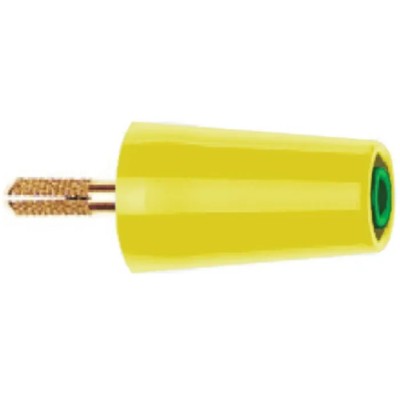 Staubli Yellow Green Test Connector Adapter with Brass Contacts, Gold Plated, 32A, 1kV, 4mm Screw Clamping 24.0160-20