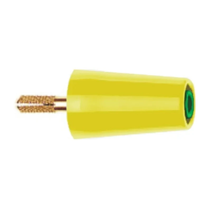Staubli Yellow Green Test Connector Adapter with Brass Contacts, Gold Plated, 32A, 1kV, 4mm Screw Clamping 24.0160-20