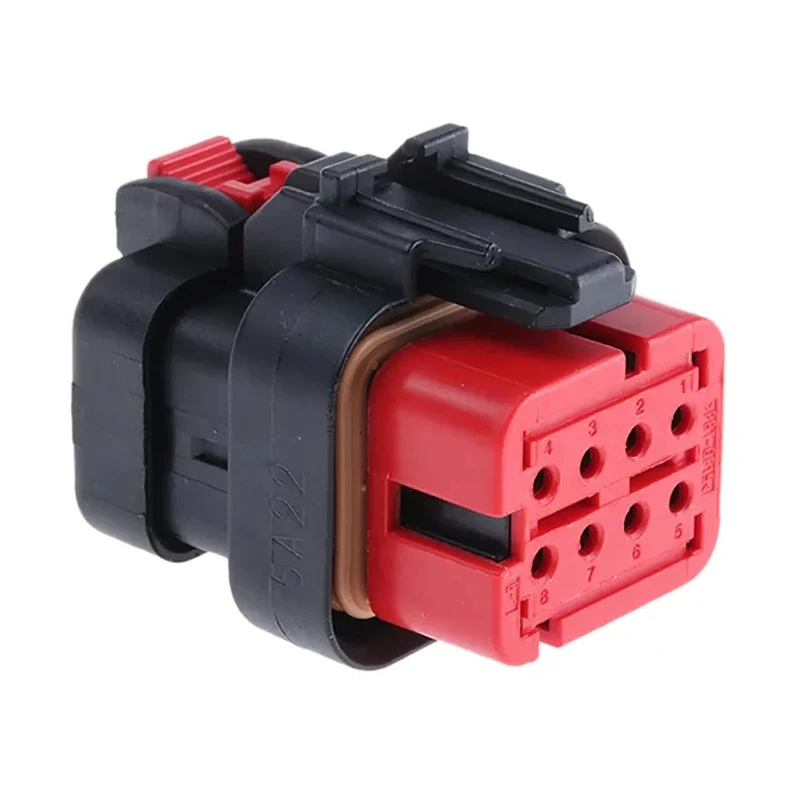 TE Connectivity AMPSEAL 16 Automotive Connector Female Red Cable 8 Way Crimp Termination 776494-1