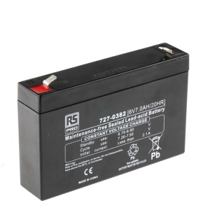 RS PRO 6 V T2 Sealed Lead Acid Battery 7 Ah AGM Construction 34mm x 100mm 727-0382
