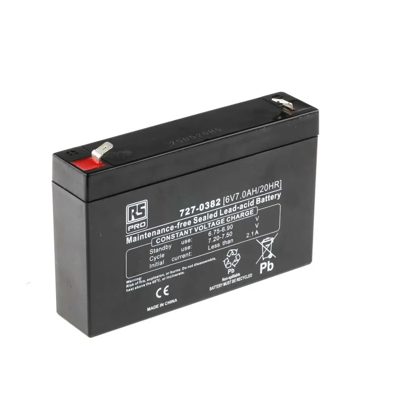 RS PRO 6 V T2 Sealed Lead Acid Battery 7 Ah AGM Construction 34mm x 100mm 727-0382