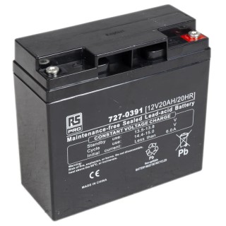 RS PRO 12 V T12 Sealed Lead Acid Battery 20 Ah, AGM Construction, 181.5 mm x 167.5 mm 727-0391