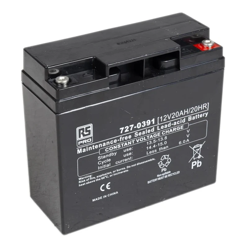 RS PRO 12 V T12 Sealed Lead Acid Battery 20 Ah, AGM Construction, 181.5 mm x 167.5 mm 727-0391