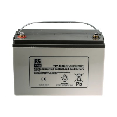RS PRO Sealed Lead Acid Battery 12 V, 100 Ah, AGM Construction, T11 Termination, 330mm Height x 212mm Width 727-0398