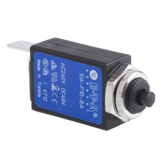 ETA Thermal Circuit Breaker 8A Current Rating 1-Pole Panel Mount 106-P10-000040-8A