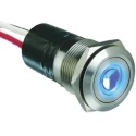 Bulgin Illuminated Push Button Switch Panel Mount 19.2 mm Cutout SPST Blue LED IP66 24 V dc MPI001