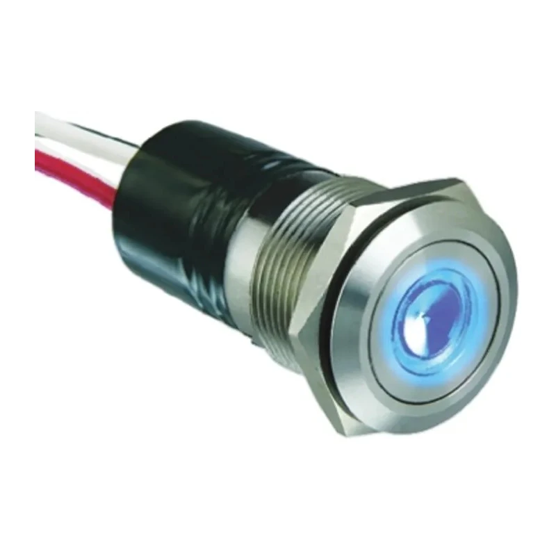 Bulgin Illuminated Push Button Switch Panel Mount 19.2 mm Cutout SPST Blue LED IP66 24 V dc MPI001