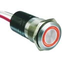 Bulgin MPI002 Series Illuminated Push Button Switch Momentary Panel Mount SPST Red LED 24 V dc MPI002