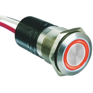 Bulgin MPI002 Series Illuminated Push Button Switch Momentary Panel Mount SPST Red LED 24 V dc MPI002