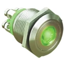Bulgin Illuminated Push Button Switch Panel Mount SPST Green LED Momentary 19.2 mm Cutout IP66 24 V dc MPI001
