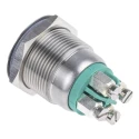 Bulgin MPI001 Series Illuminated Momentary Push Button Switch Panel Mount 19.2 mm Cutout SPST Green LED IP66 24 V dc MPI001