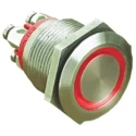 Bulgin Series Illuminated Push Button Switch, Momentary, Panel Mount, 19.2 mm Cutout, SPST, Red LED, IP66, 24 V dc MPI002