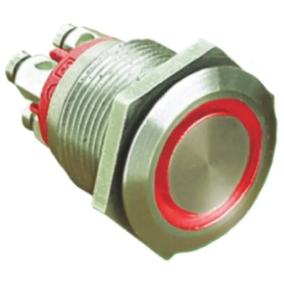 Bulgin Series Illuminated Push Button Switch, Momentary, Panel Mount, 19.2 mm Cutout, SPST, Red LED, IP66, 24 V dc MPI002