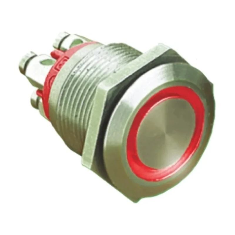 Bulgin Series Illuminated Push Button Switch, Momentary, Panel Mount, 19.2 mm Cutout, SPST, Red LED, IP66, 24 V dc MPI002