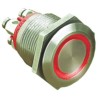 Bulgin Series Illuminated Push Button Switch, Momentary, Panel Mount, 19.2 mm Cutout, SPST, Red LED, IP66, 24 V dc MPI002