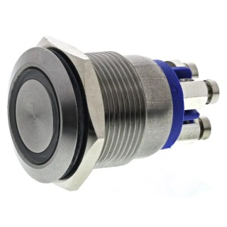 Bulgin Illuminated Push Button Switch Momentary Panel Mount SPST Blue LED 24 V dc IP66 MPI002