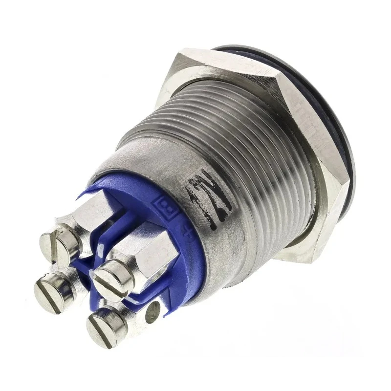 Bulgin Illuminated Push Button Switch Momentary Panel Mount SPST Blue LED 24 V dc IP66 MPI002
