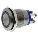 Bulgin MPI002 Series Illuminated Push Button Switch Momentary Panel Mount 19.2 mm Cutout SPST Blue LED IP66 24 V dc MPI002