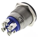 Bulgin MPI002 Series Illuminated Push Button Switch Momentary Panel Mount 19.2 mm Cutout SPST Blue LED IP66 24 V dc MPI002
